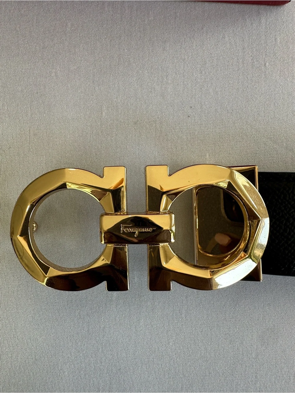 Salvatore Ferragamo Reversible Black/Brown Leather Belt Gold Gancini Buckle Sz44